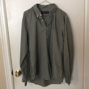 Green checkered polo buttons down